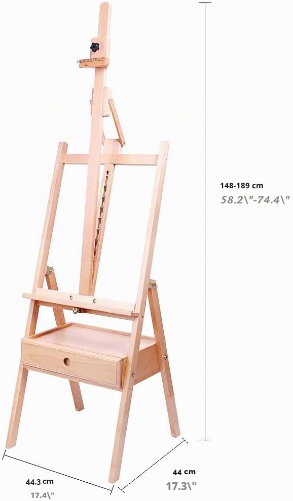 Mont Marte Signature Neigbare Box Boden Staffelei Buchenholz, hält Leinwände bis zu 92 cm in der Höh