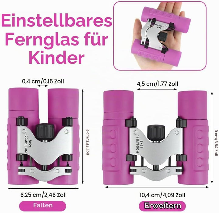 OSDUE Fernglas für Kinder, Fernglas Spielzeug, Starke Vergrösserung 8X21, Stossfestes, Inklusive Lup