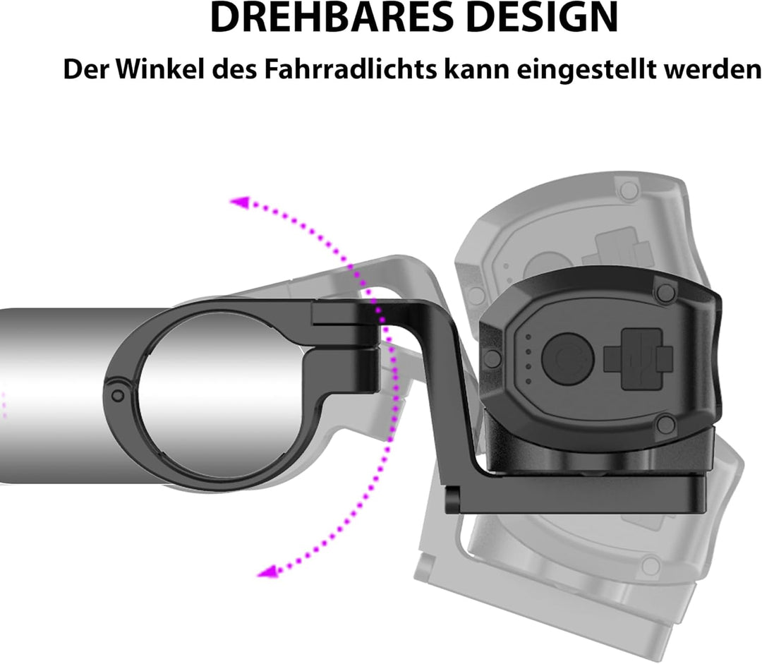 UPPEL Fahrradlicht 5 LEDs 4-Lichtmodi LED USB C Ladeanschluss 2600 Lumens 8000mah Fahrradlich Vorne