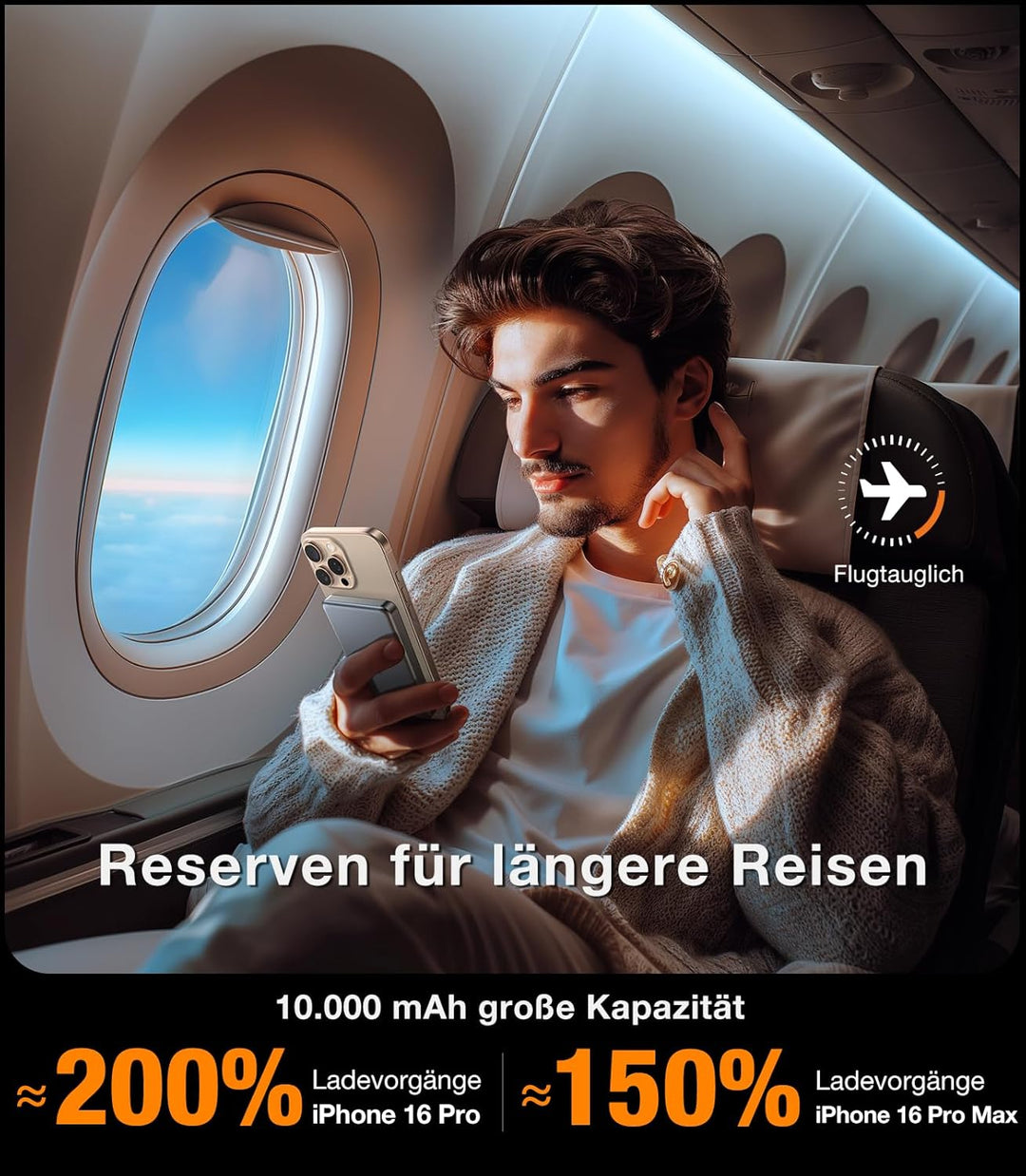 TORRAS MiniMag für MagSafe Powerbank 10000mAh, Wireless Power Bank Schnelles Laden, handlich Magneti