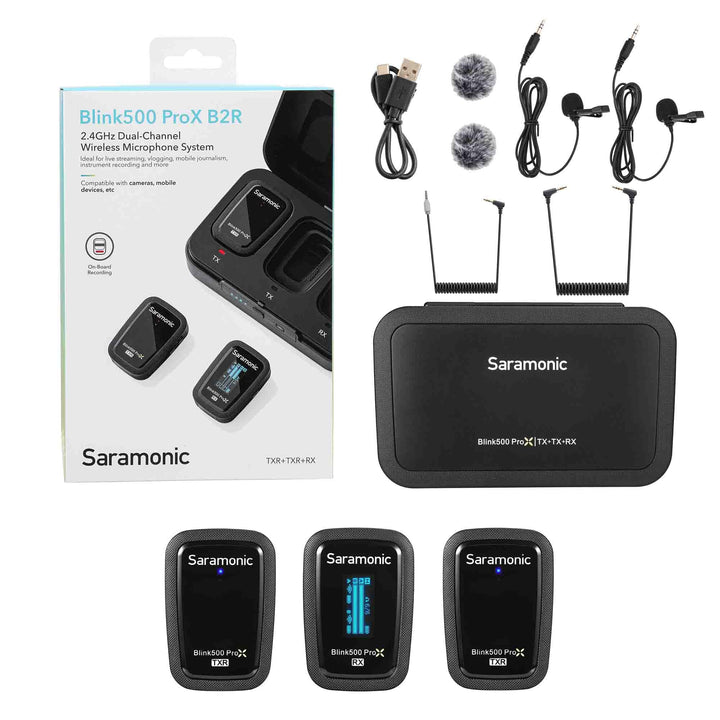 Saramonic Blink 500 ProX B2R 2 Personen Wireless Clip-On Mikrofonsystem mit On-Board-Aufnahme & Lava