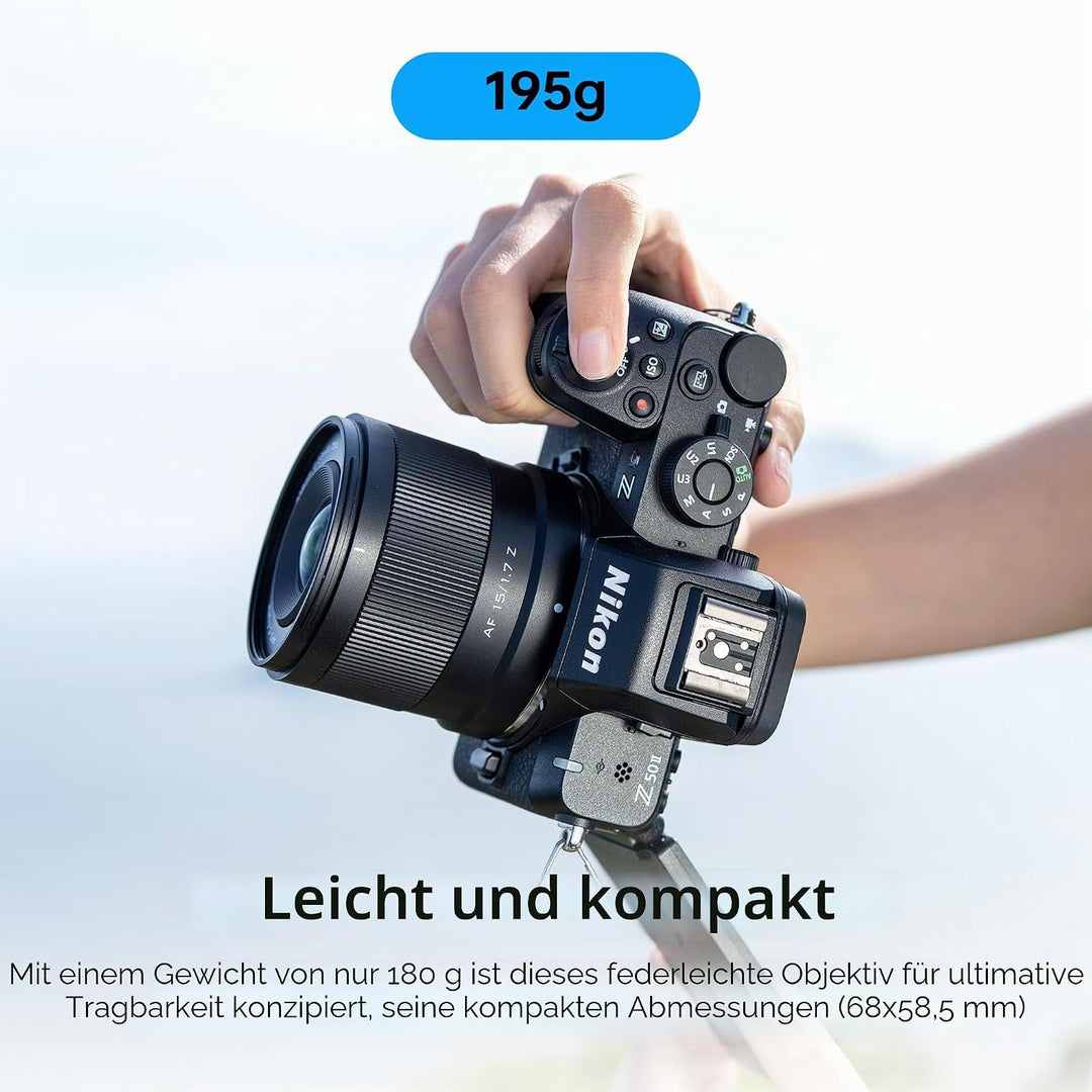 VILTROX AF 15mm F1.7 Objektiv für Nikon Z-Mount, f/1.7 APS-C Autofokus-Festbrennweite mit grosser Bl