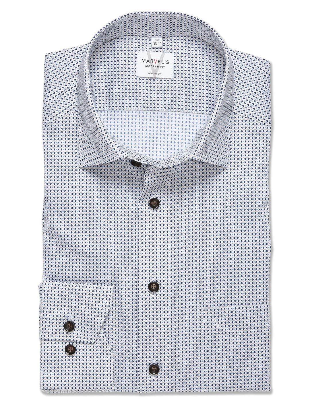 Marvelis Herren Businesshemd Langarm 723014,Rotationsdruck,Modern Fit,New Kent 43 Natur 22, 43 Natur