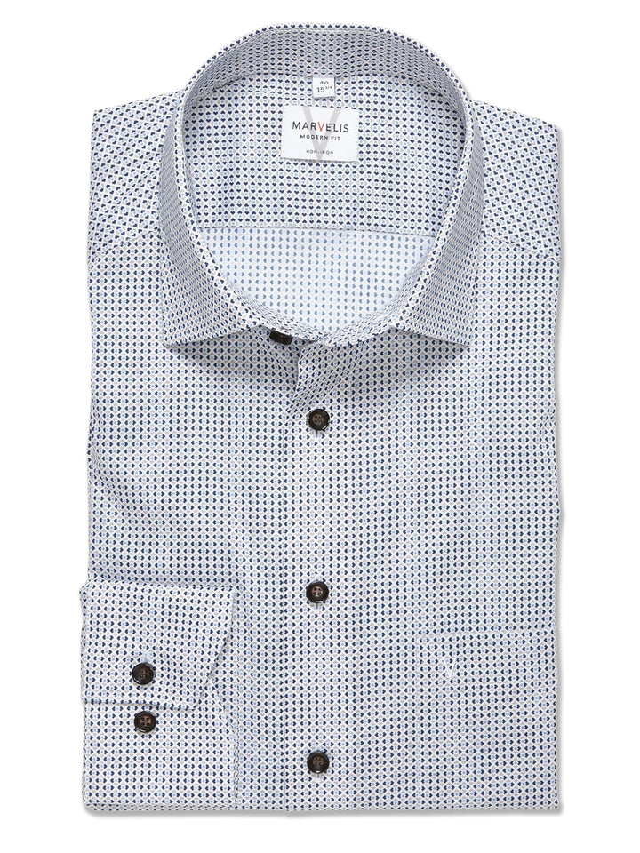 Marvelis Herren Businesshemd Langarm 723014,Rotationsdruck,Modern Fit,New Kent 43 Natur 22, 43 Natur