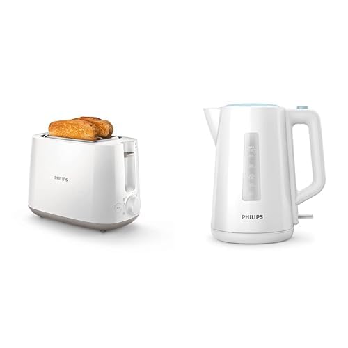 Philips HD9318/00 Wasserkocher Serie 3000, 1,7l, Federdeckel, LED-Anzeige, weiss & HD2581/00 Toaster