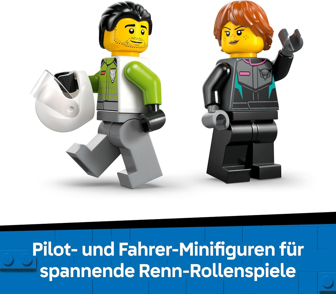 LEGO City Düsenflieger vs. Rennauto - Spielzeug Set mit Flugzeug, Supersportwagen und Pilot und Fahr