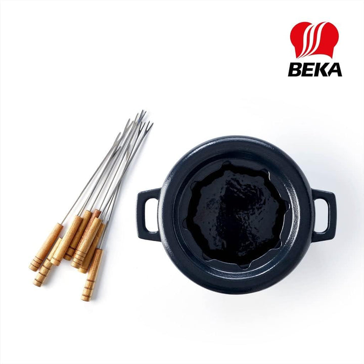 Beka Nori Schwarz Fondueset 2l Rund Gusseisen8 Forks Included