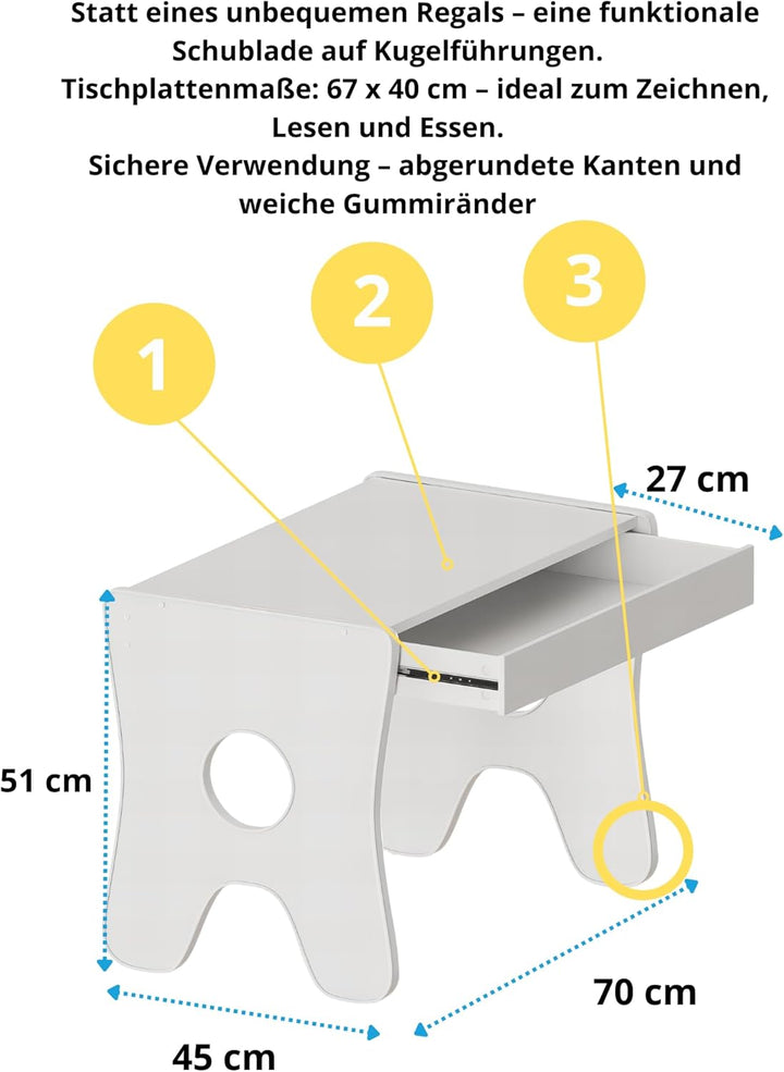 Happy Babies - Kinderschreibtisch-Stuhl-Set, ergonomischer Spieltisch mit geräumiger Schublade - Kin
