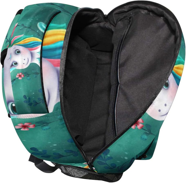 Süsse Meerjungfrau Einhorn Schulrucksack für Jungen Mädchen Kinder Reisetasche Bookbag