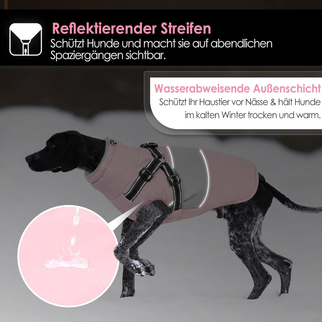 AOFITEE Hundemantel für Kleine Hunde, Wasserdicht Warme Hundejacke mit Geschirr, Winddicht Hunde Win