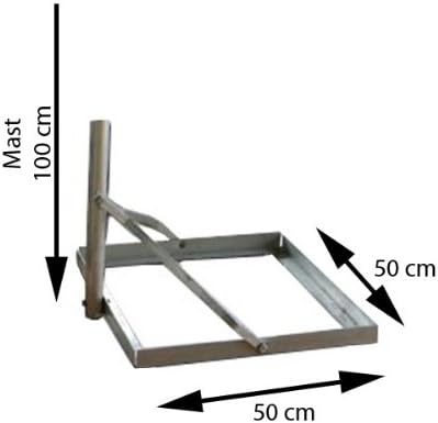 Premium X Balkonständer 50x50cm Stahl 1m Mast Flachdachständer Flachdachalterung für Sat Anlagen, DV