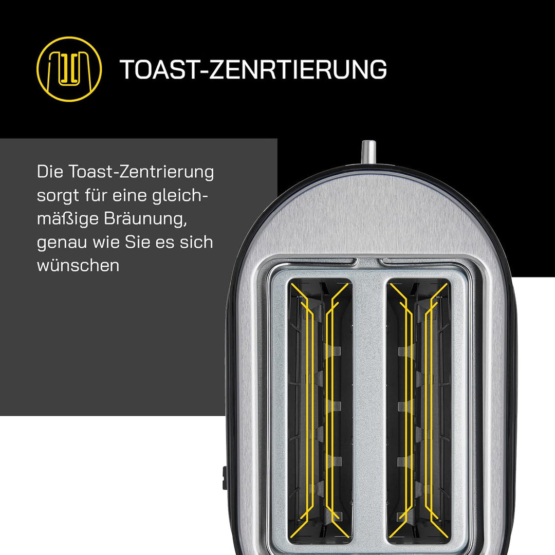 2-Scheiben-Toaster TOAST 2010 S | Integrierter Brötchenaufsatz | Toast-Zentrierung | Perfektes Toast
