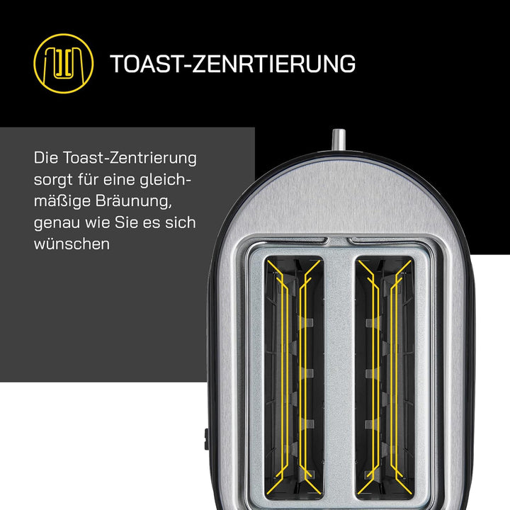 2-Scheiben-Toaster TOAST 2010 S | Integrierter Brötchenaufsatz | Toast-Zentrierung | Perfektes Toast
