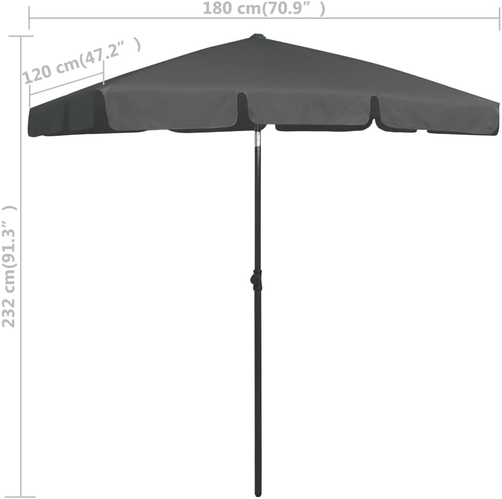 WIFESE Strandschirm Strand Sonnenschirm Gartenschirm Marktschirm UV Beständig Kippbar Höhenverstellb