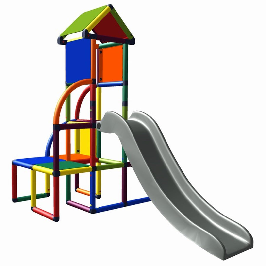 Move and stic Spielturm Toni mit Rutsche – Indoor &amp; Outdoor Kletterturm mit Spielhaus – Modulares Kl