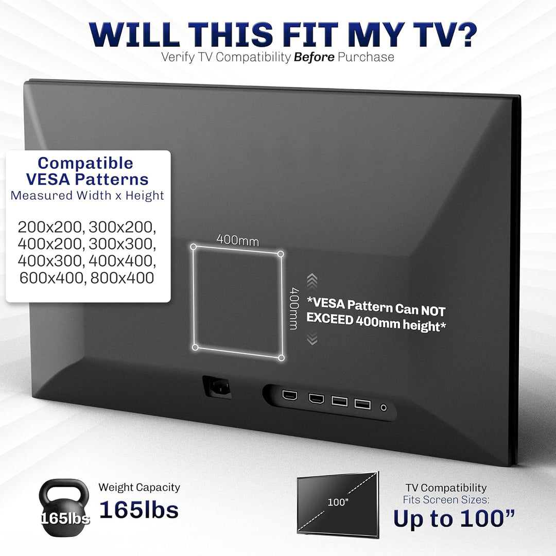 VIVO Wandhalterung für LCD- / LED-Bildschirme, 152,4 cm bis 254 cm (60 bis 100 Zoll), VESA, Schwarz,