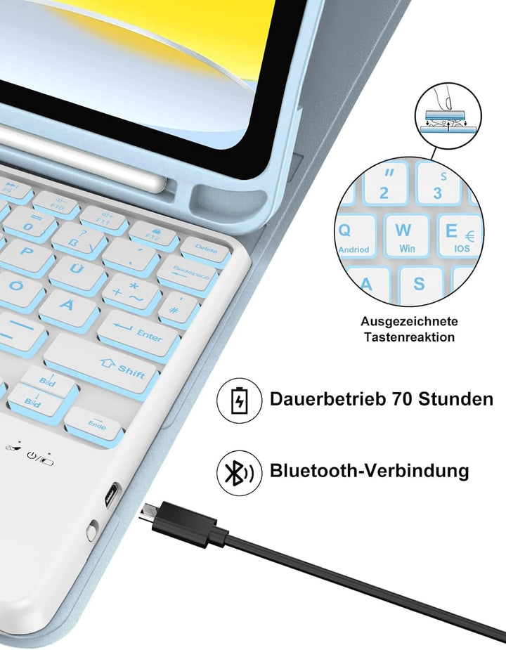 WINCHKING Tastatur Hülle Für iPad A16 11/10 Generation 2025/2022 (11/10.9 Zoll), Hülle Mit Tastatur