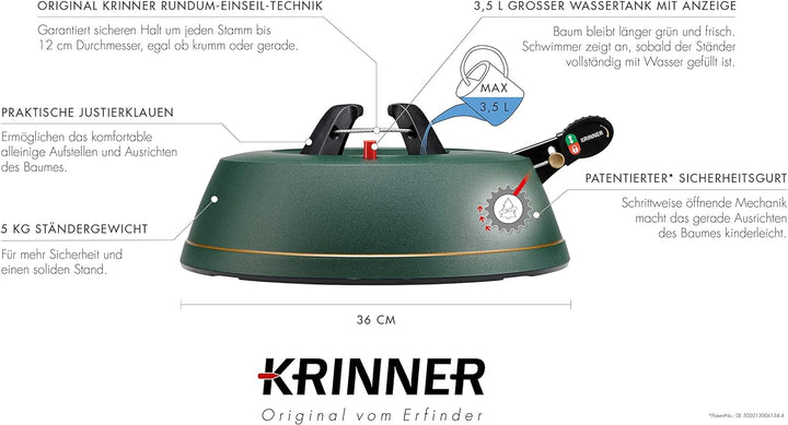 Krinner Christbaumständer Set Comfort M + Unterlegdecke rot (Baumhöhe bis 2,50 m, Stammdurchmesser 1