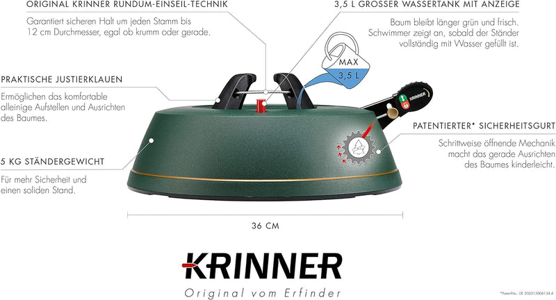 Krinner Christbaumständer Set Comfort M + Unterlegdecke rot (Baumhöhe bis 2,50 m, Stammdurchmesser 1