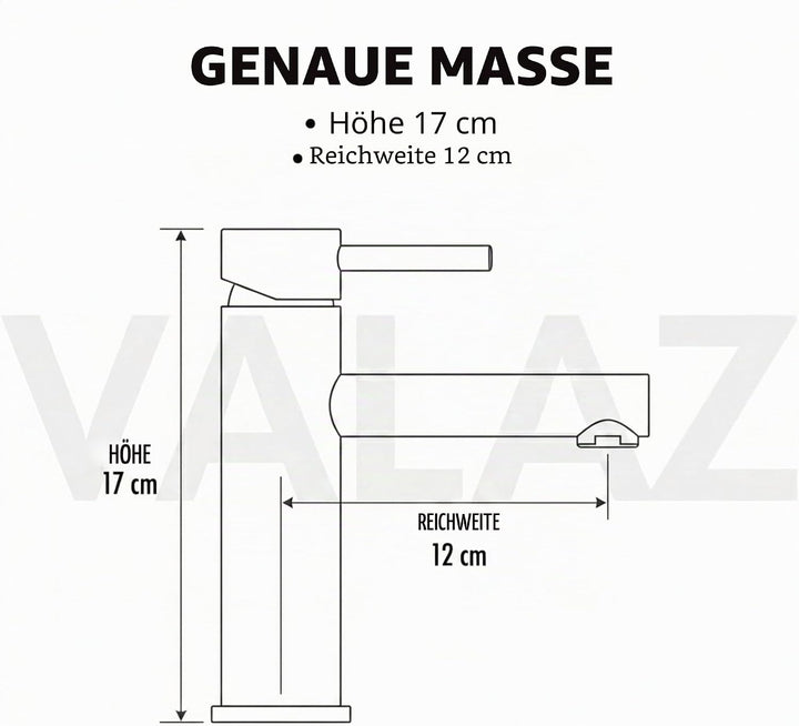 VALAZ Wasserhahn Bad Schwarz Matt | Einhebelmischer Waschbecken, Warm und Kaltwassermischer, Wassers
