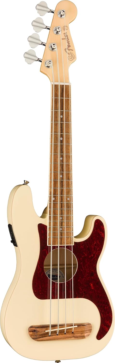 Fender Fullerton Precision Bass® Uke, Walnut Fingerboard, Tortoiseshell Pickguard, Olympic White