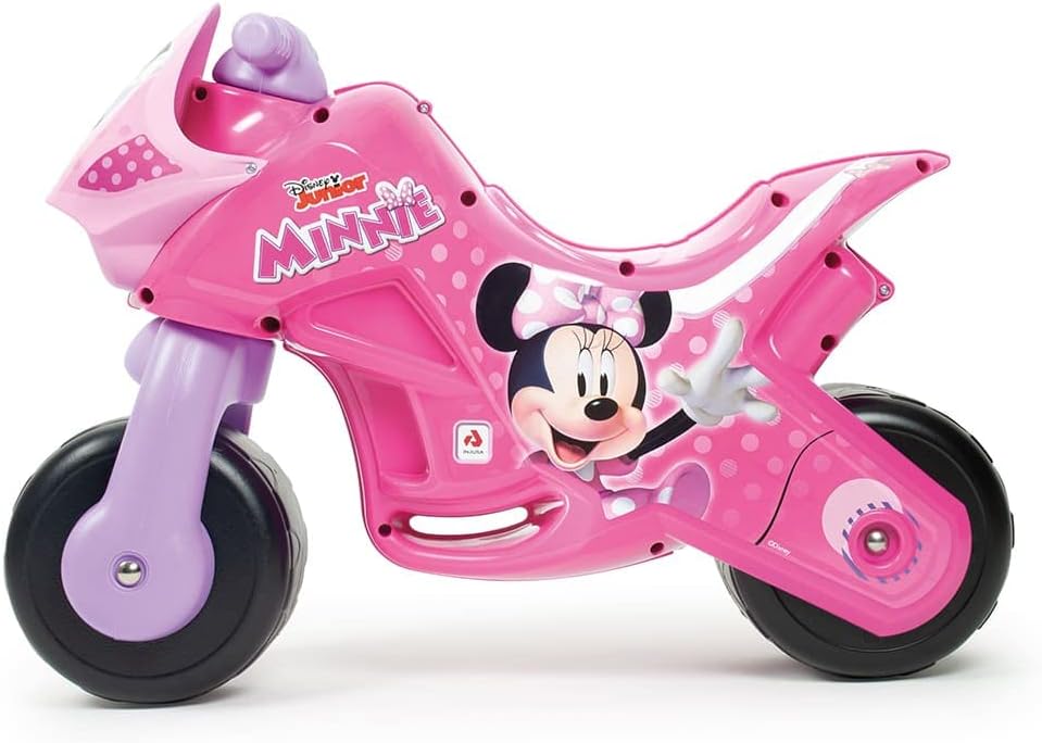 INJUSA - Moto Laufrad Minnie Mouse Twin Dessert, für Kinder von 18 bis 36 Monate, permanente Dekorat