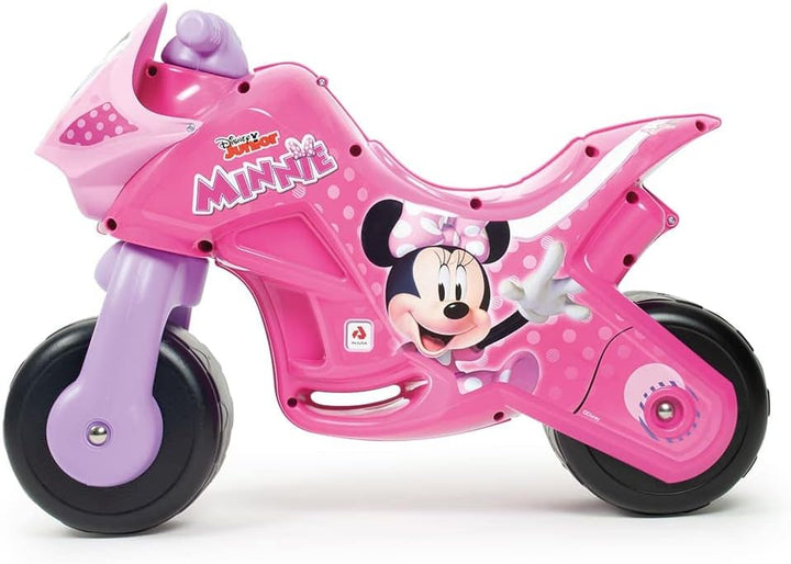 INJUSA - Moto Laufrad Minnie Mouse Twin Dessert, für Kinder von 18 bis 36 Monate, permanente Dekorat