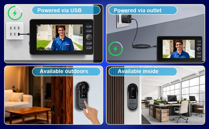 Winnes Video-Türklingel, wasserdicht IP65, Video-Gegensprechanlage mit 1080P 4,3'' IPS-Bildschirm, k
