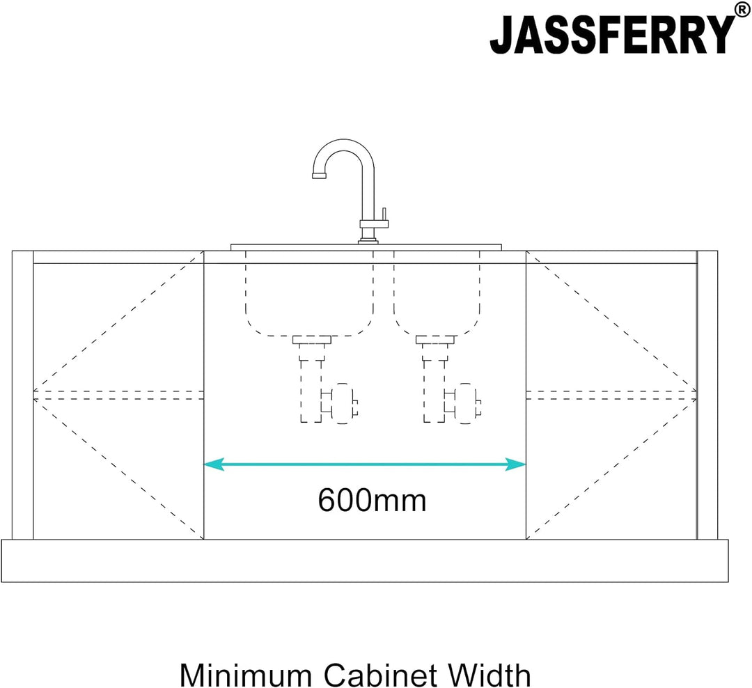 JASSFERRY Küchenspüle 1,5 Becken Unterbau-Küchenspüle, Unterbauspüle aus Edelstahl Abfluss Rohrsatz,