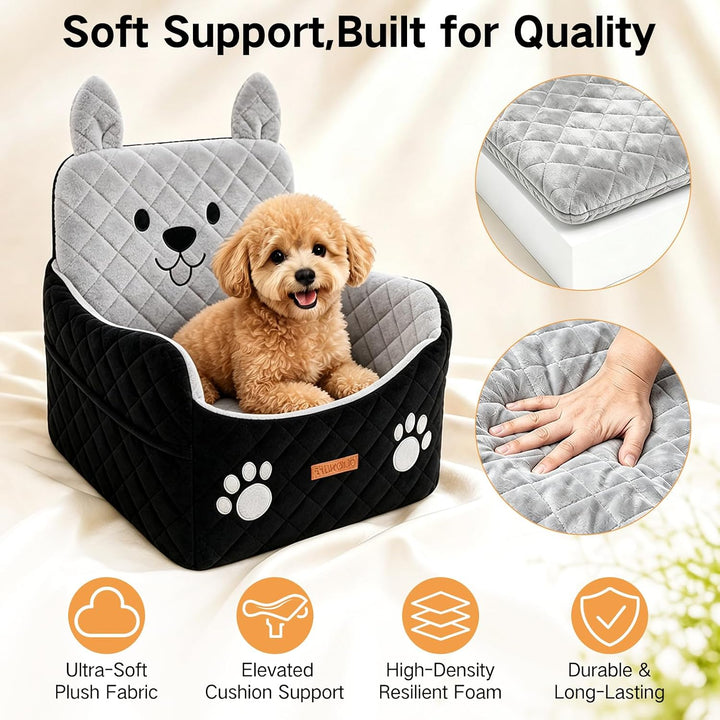 Hunde-Autositz für kleine und mittelgrosse Hunde bis 16 kg | 15 cm erhöht, mit hochdichtem Schaumsto