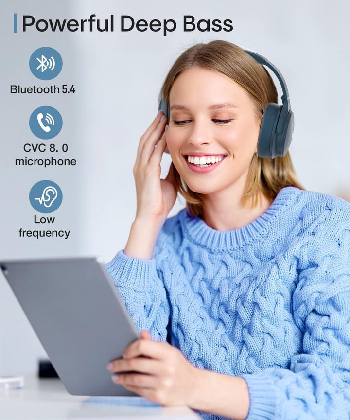 INFURTURE Noise Cancelling Kopfhörer Bluetooth 5.0,Drahtlose Over-Ear-Kopfhörer,Hi-Fi-Stereo-Tiefbas