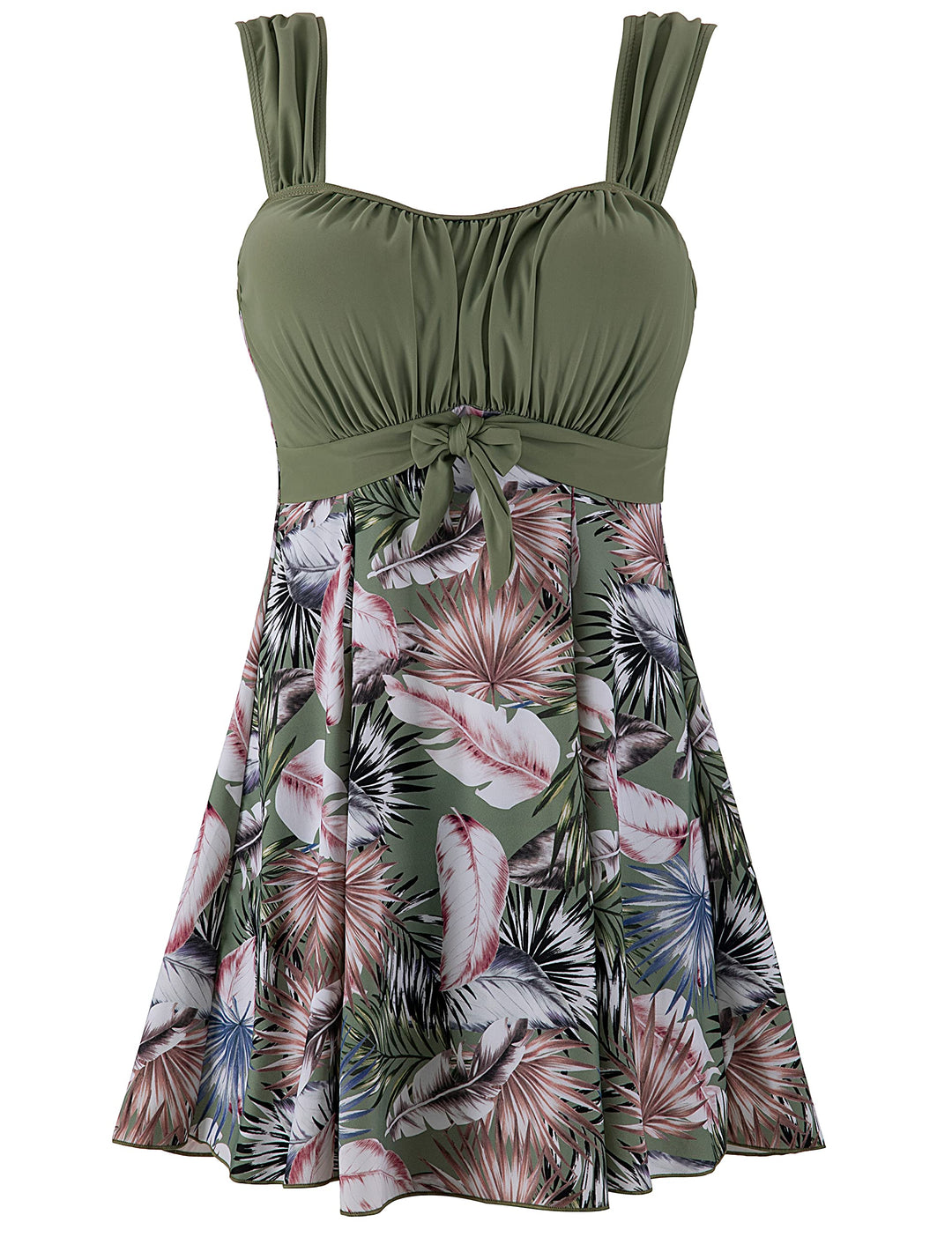 Wantdo Damen Badeanzüge Sommer Bauchweg Tankini Bademode mit Bügel Badekleid Einteiler Schlanke Stra