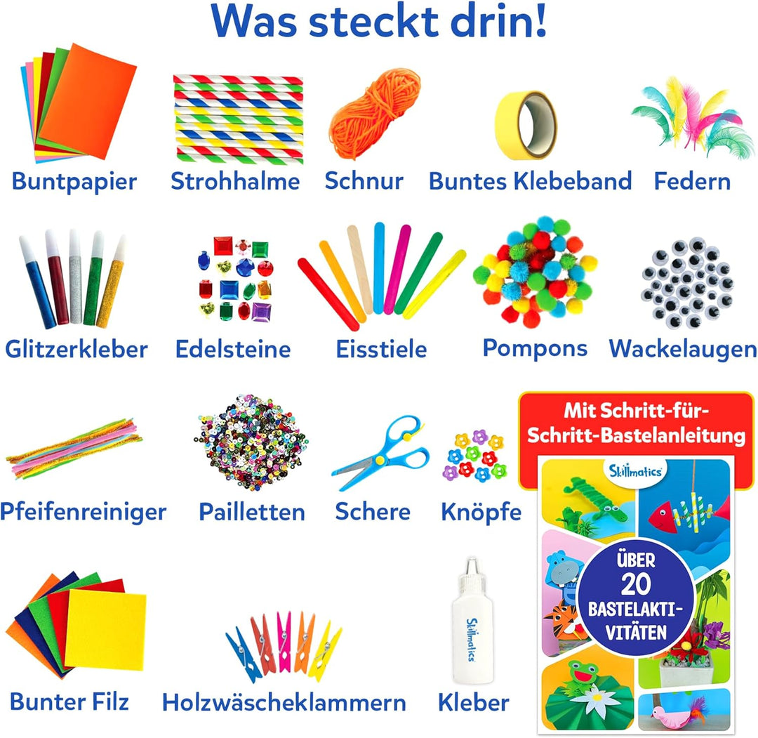 Skillmatics Die ultimative Bastelkiste, 2000+ Teile, Bastelmaterial, kreative Bastelideen zum Selber
