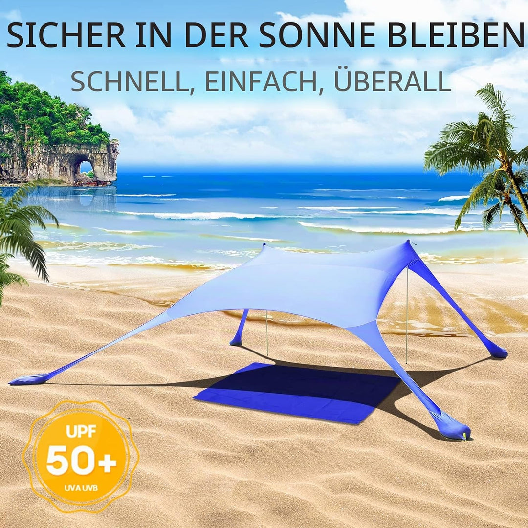 Cuupo Strandzelt, Pop-Up, 2x2.1 m, LSF 50, Lycra, Sonnenschutz, für den Aussenbereich, Anti-Wind, So