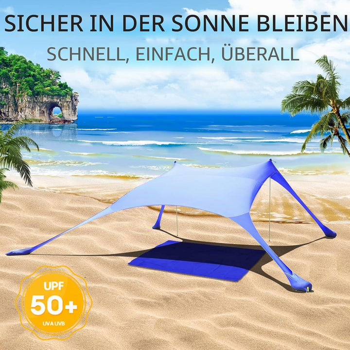 Cuupo Strandzelt, Pop-Up, 2x2.1 m, LSF 50, Lycra, Sonnenschutz, für den Aussenbereich, Anti-Wind, So