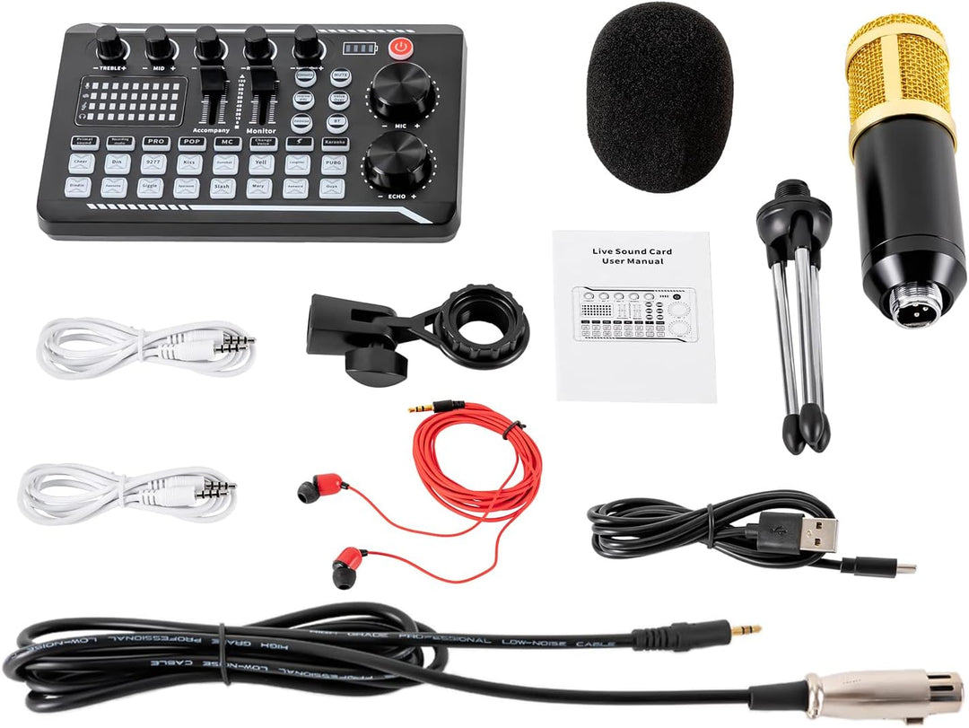 Streaming-Mikrofon, Podcast-Mikrofon-Set, USB-Nieren-Kondensator-Mikrofon, Audio-Mixer-Set mit Sound