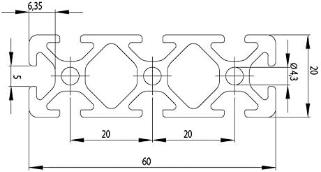 Aluminiumprofil 20x60L I-Typ Nut 5 (leicht), silber eloxiert. Aluminium Profil 20x60 Alu Profil 20 x