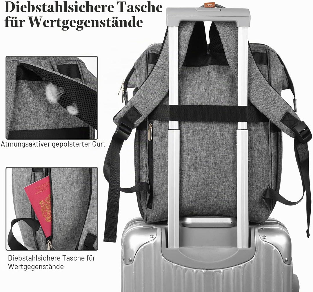 Rucksack Damen, Schulrucksack mit USB-Ladeanschluss, 15,6 Zoll Laptop Arbeits Rucksack, lässiger Tag