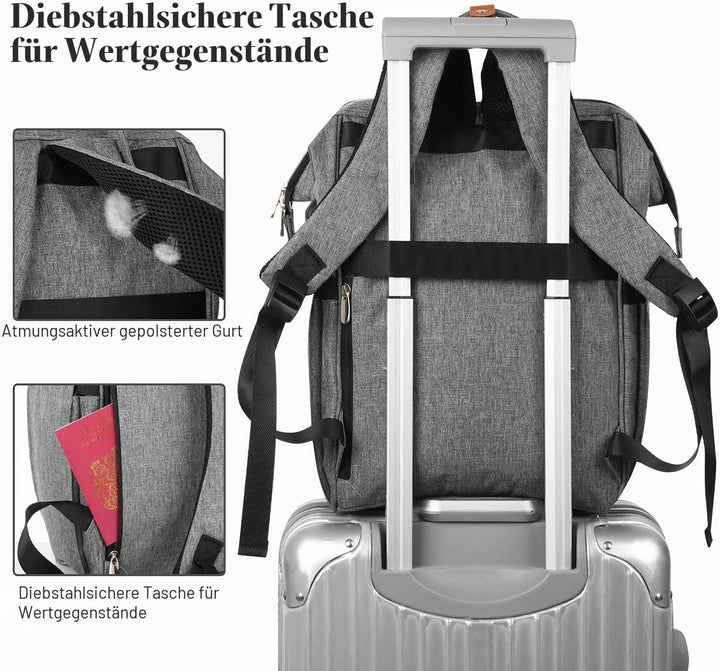 Rucksack Damen, Schulrucksack mit USB-Ladeanschluss, 15,6 Zoll Laptop Arbeits Rucksack, lässiger Tag