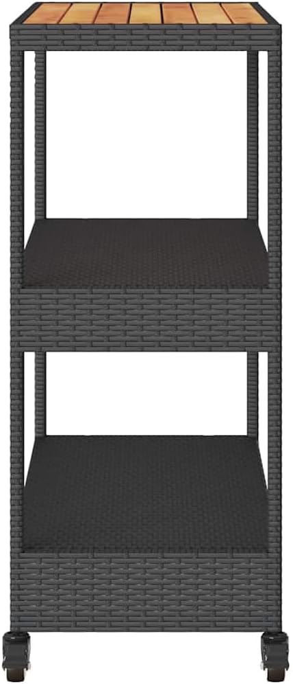 vidaXL Barwagen 3 Böden, Servierwagen mit Rollen Stahlgestell, Rollwagen für Küche Garten Esszimmer,
