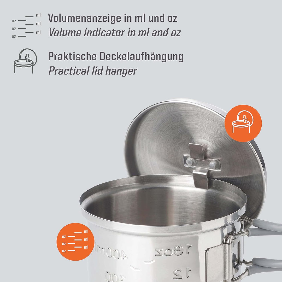 Esbit Outdoor Kochtopf 625 ml - Camping Topf aus hochwertigem Edelstahl - inkl. Deckel mit praktisch