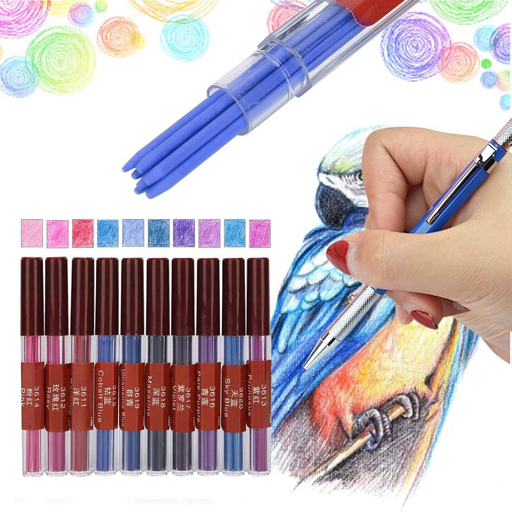 2,0 mm farbige Mine, 10 verschiedene farbige Bleistiftmine, fett und 90 mm hoch, mechanische automat