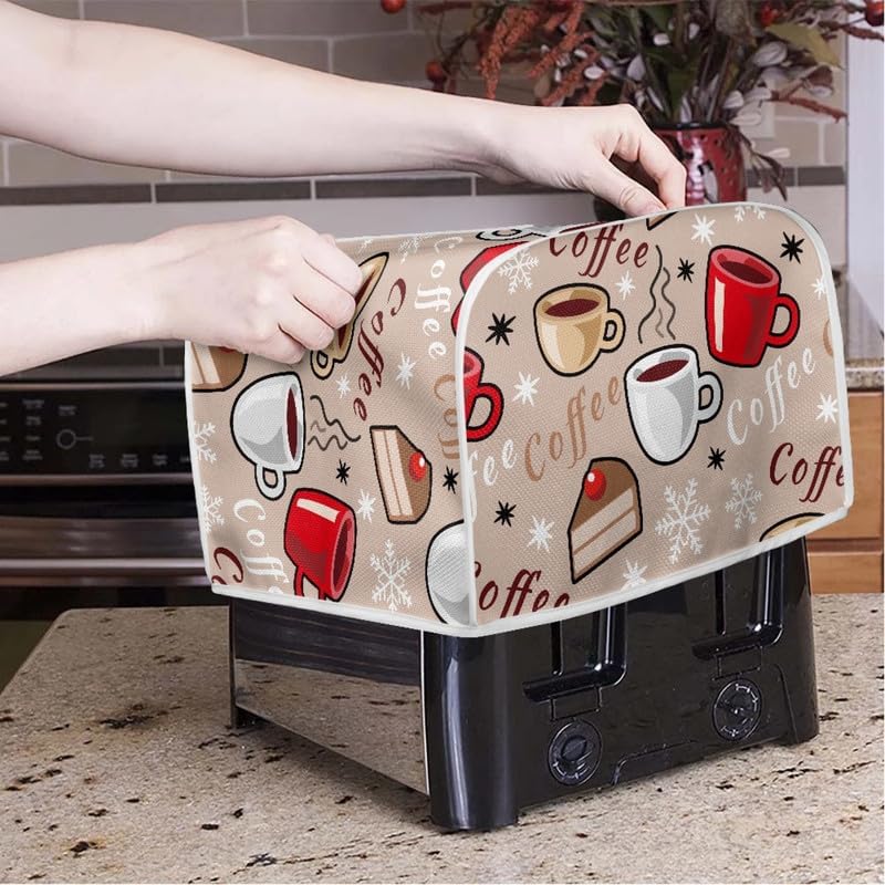 Kuiaobaty Kaffeekuchenmuster Küche Toaster Abdeckung für 2/4 Scheiben, Brotmaschine Staubschutz