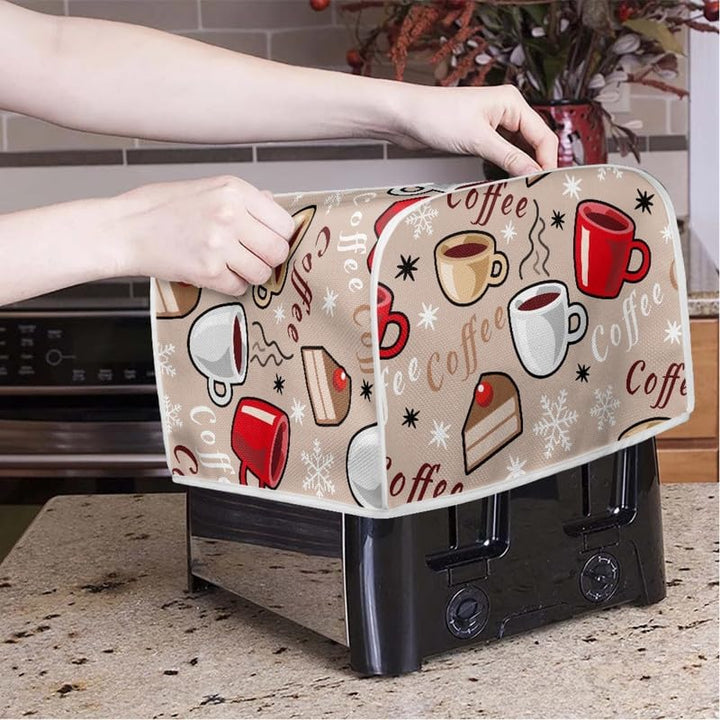 Kuiaobaty Kaffeekuchenmuster Küche Toaster Abdeckung für 2/4 Scheiben, Brotmaschine Staubschutz