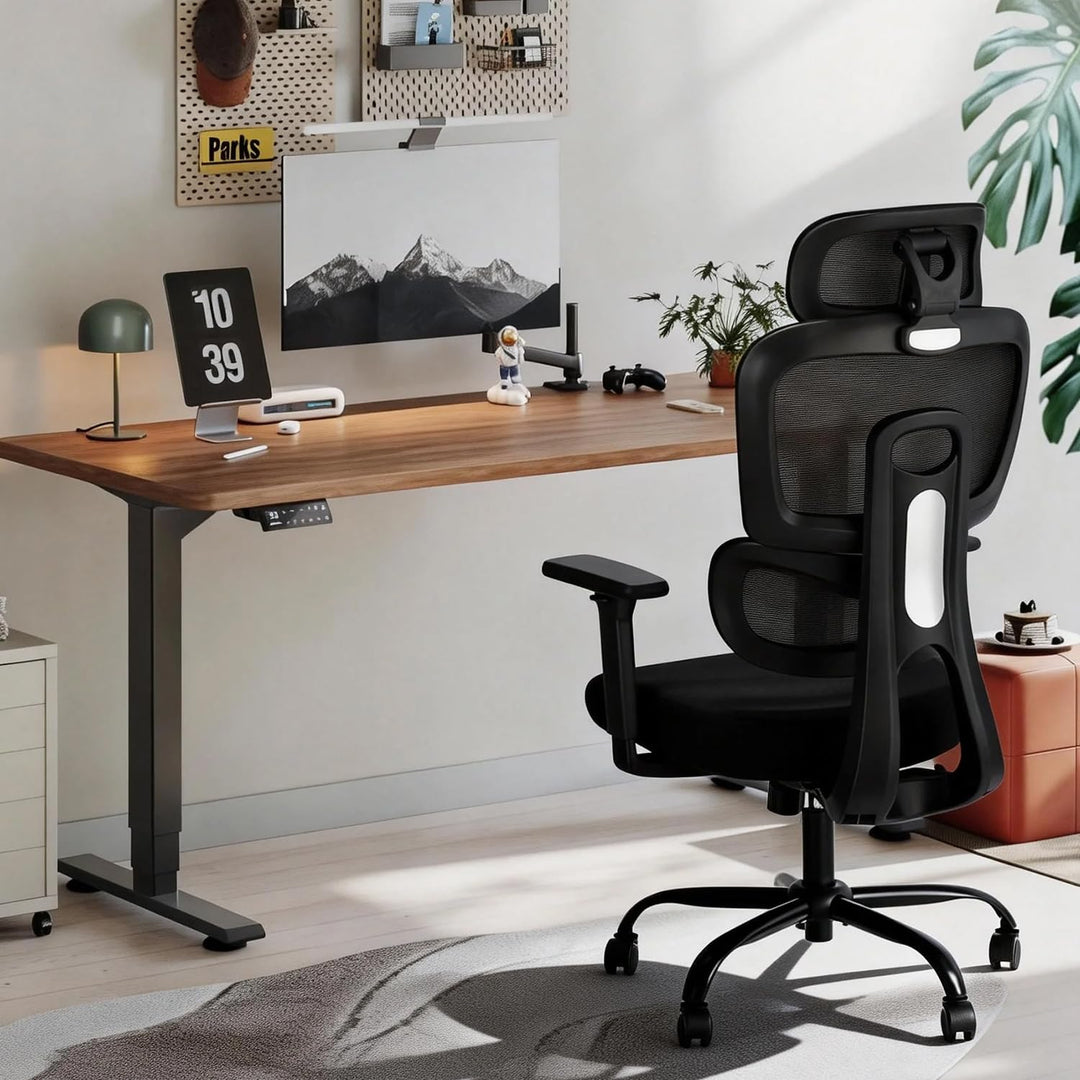 MUSSO E600AIR Ergonomischer Bürostuhl, hohe Rückenlehne, Heimbürostuhl mit adaptiver Lendenwirbelstü