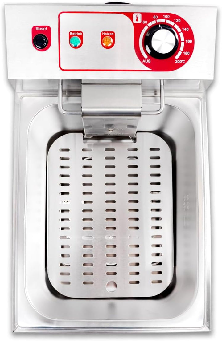 Beeketal 'BTF10a' Kaltzonen Fritteuse (9 Liter Volumen für max. 5 Liter Öl) Edelstahl Friteuse mit T