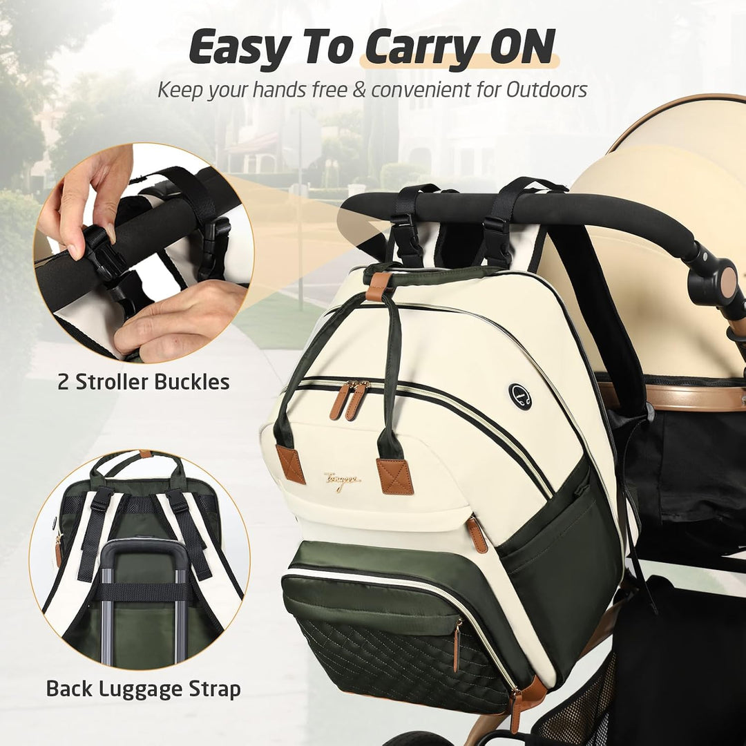 Extra grosse Wickeltasche für 2 Kinder, Wickeltasche Rucksack, Doppelwickeltasche 25–37 l, erweiterb