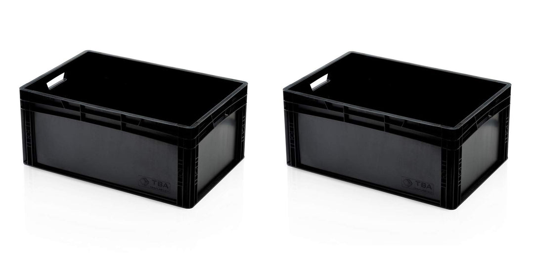 2x Eurobehälter 60x40x27 schwarz * Eurobox 60 x 40 x 27 Euro Box Behälter Lager stapelbar
