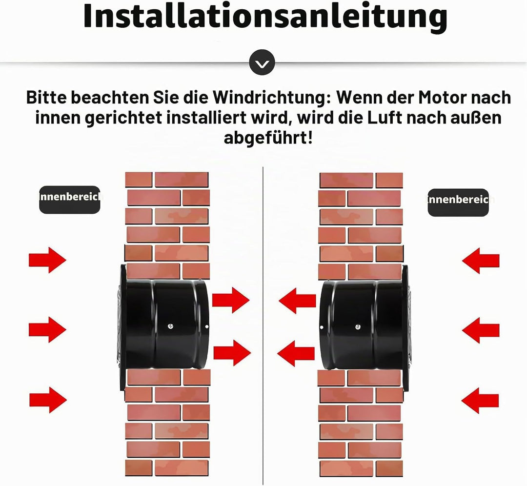 100mm Abluftventilator 140m³/h, badlüfter 100mm mit Rücklaufklappe, Rauchabzug Wandventilator Abluft