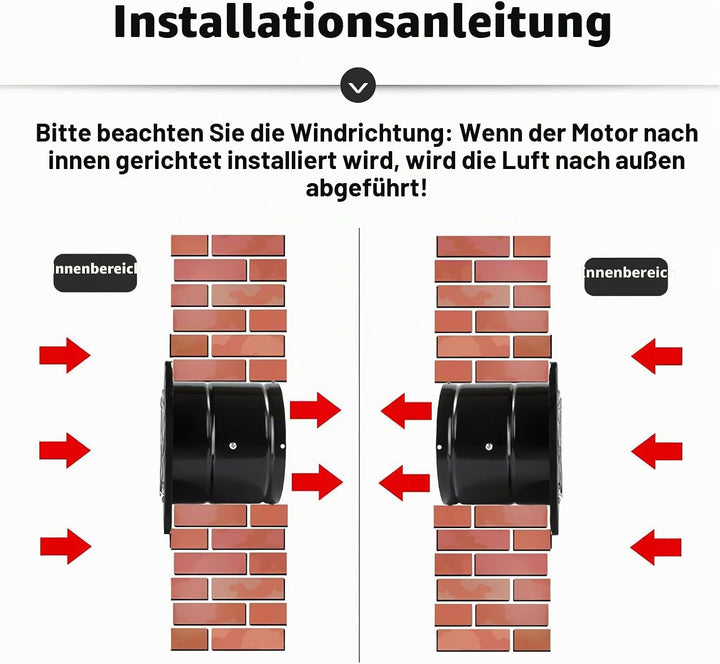 100mm Abluftventilator 140m³/h, badlüfter 100mm mit Rücklaufklappe, Rauchabzug Wandventilator Abluft